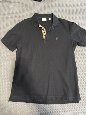 Burberry Black Polo with Signature Check Placket